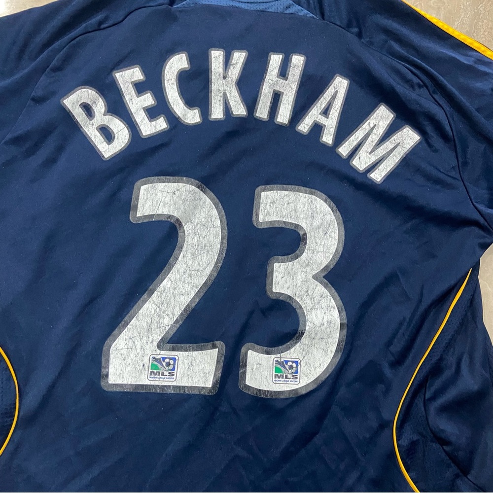 Men’s Adidas LA Galaxy Jersey David Beckham Dark Blue Large - Picture 5 of 5